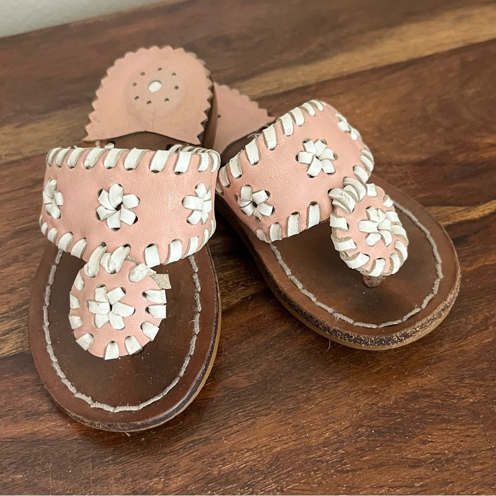 Jack Rogers Girls Miss Palm Beach Pink Leather Sandal